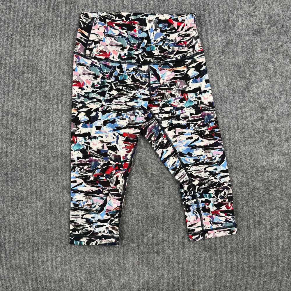 Lululemon Leggings Womens Size 6 Multicolor Abstract Print High Rise Crop Yoga